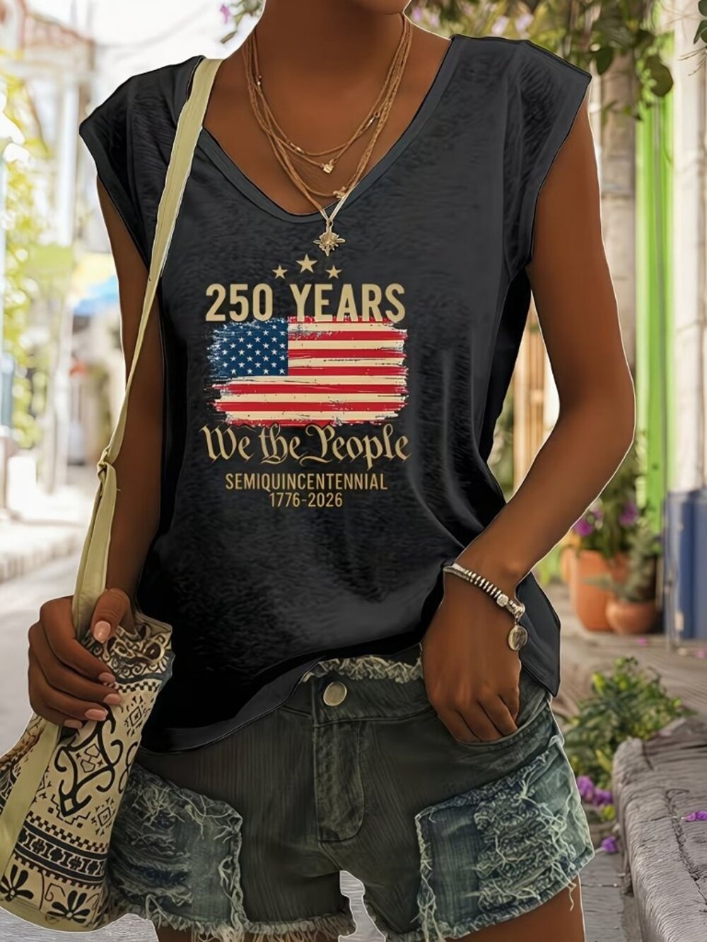 July 4th 1776-2026 250th Anniversary Cap Sleeve T-Shirt *Tag Size: L